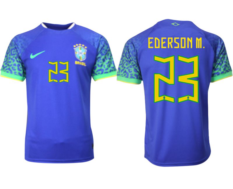 Men 2022 World Cup National Team Brazil away aaa version blue 23 Soccer Jersey